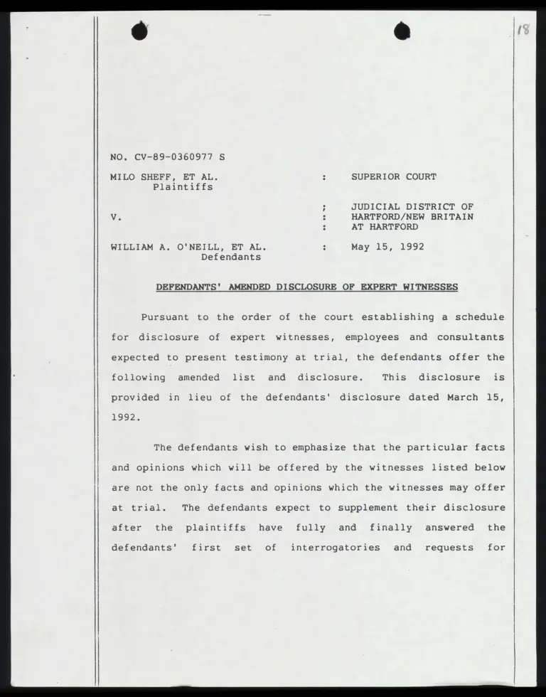Defendants’ Amended Disclosure of Expert Witnesses preview