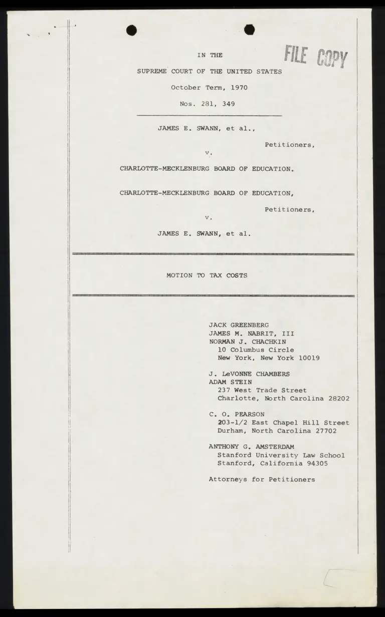 Motion to Tax Costs preview