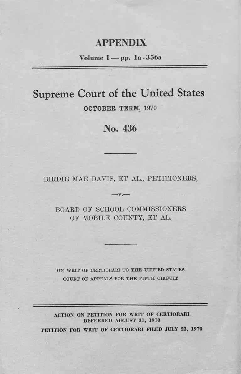 Davis v. Mobile County Board of School Commissioners Appendix Volume I preview