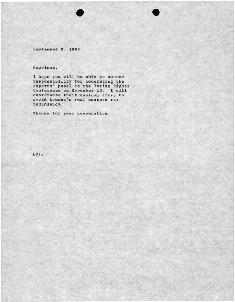 Memo from Lani Guinier to Napoleon Williams preview