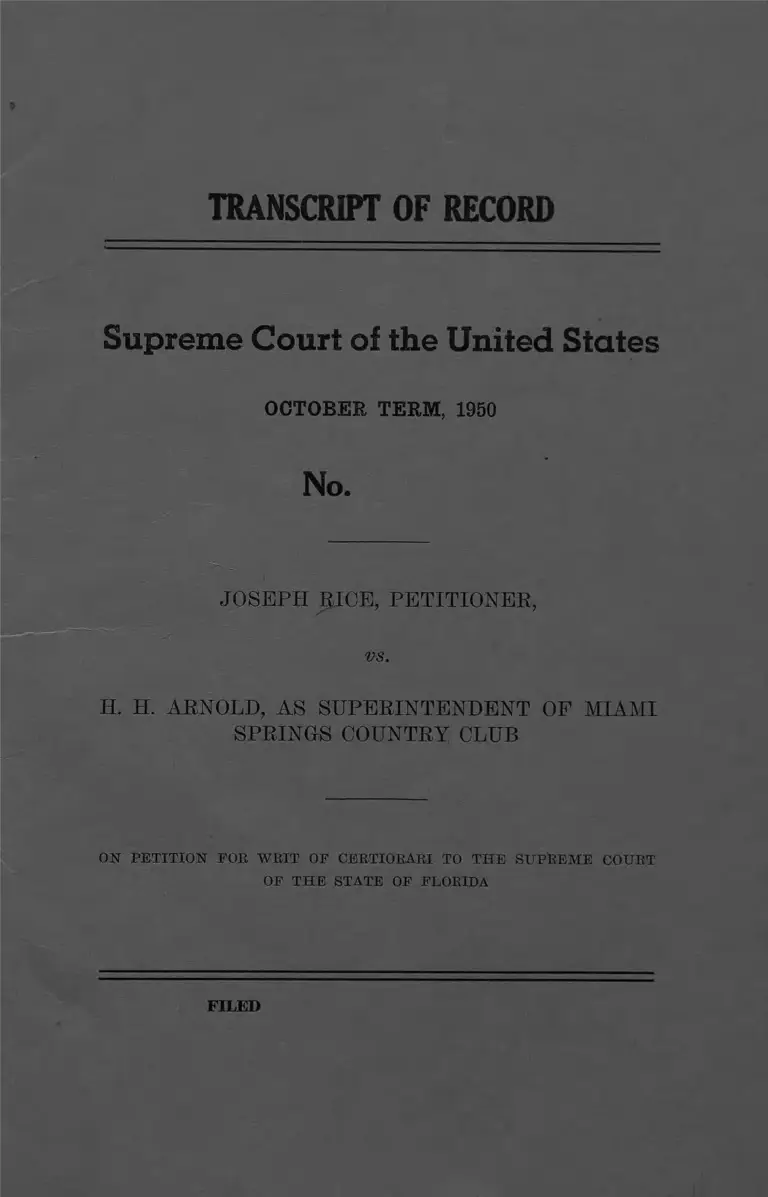 Rice v Arnold Petition for Writ Certiorari preview