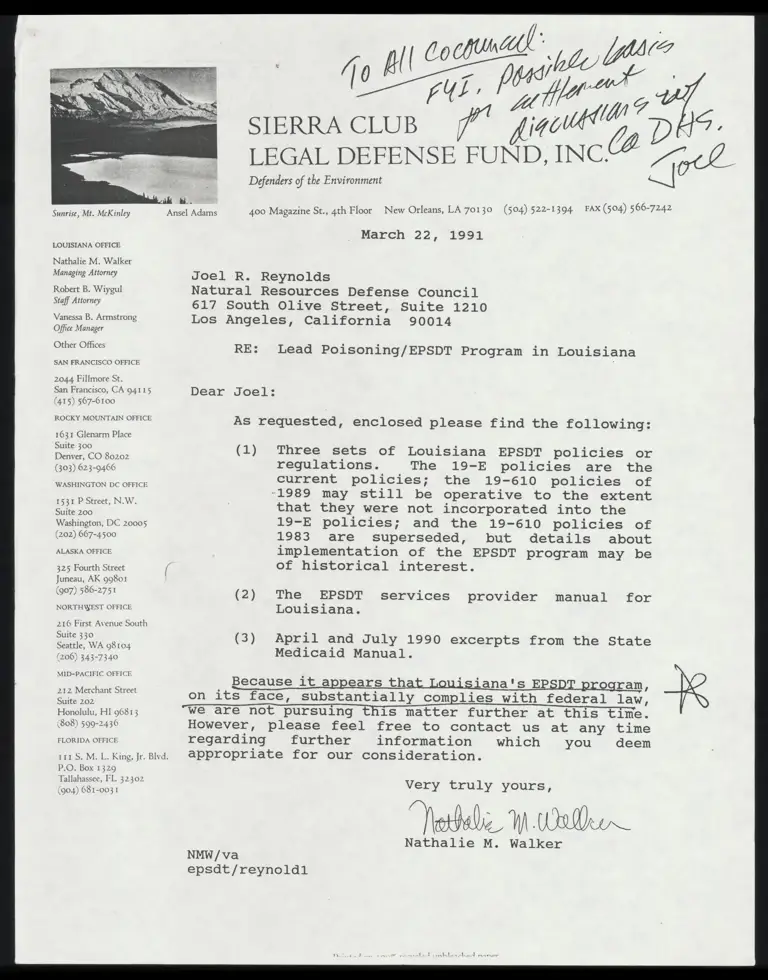 Correspondence from Walker to Reynolds preview