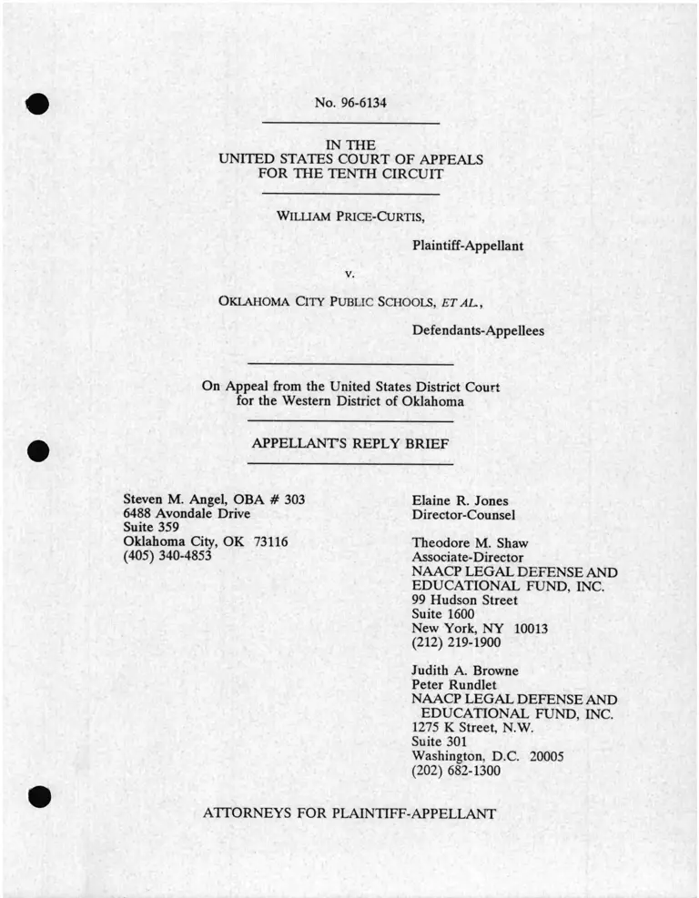 Price-Curtis v. Oklahoma City Public Schools Appellant's Reply Brief preview