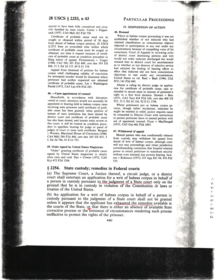 Legal Research on Section 2254 (Habeas Corpus) preview
