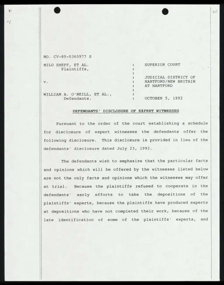 Defendants' Disclosure of Expert Witnesses with Certification preview