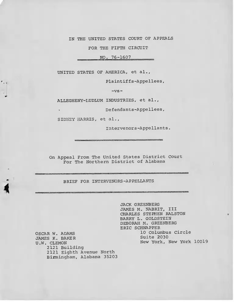 Unites States of America v. Allegheny-Ludlum Industries Brief Intervenors-Appellants preview