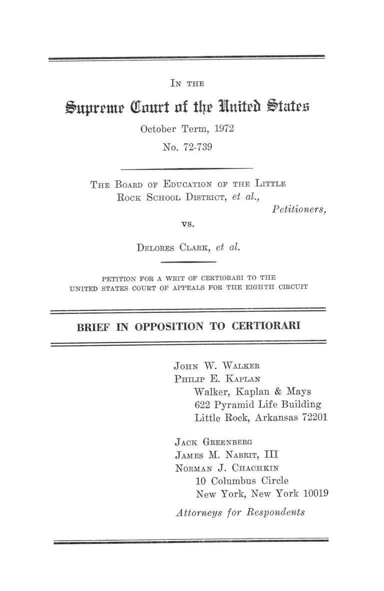 The Board of Education of the Little Rock School District v. Clark Brief in Opposition to Certiorari preview