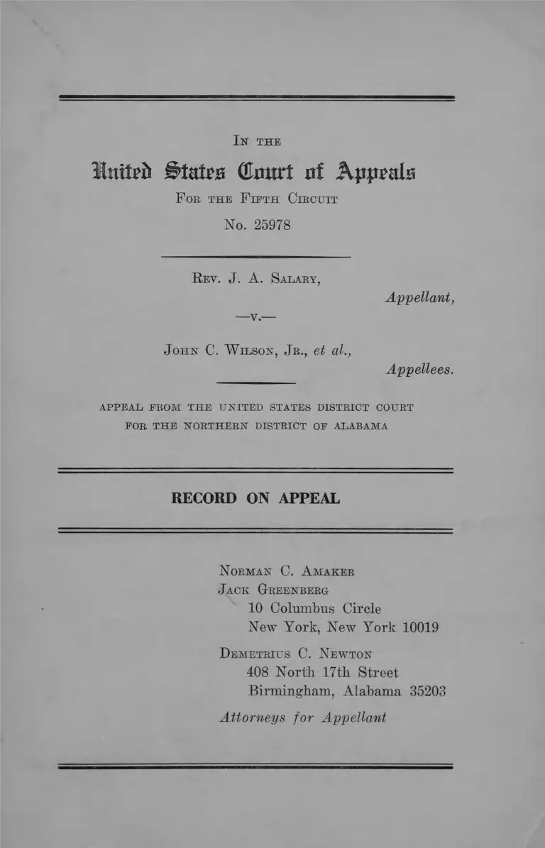 Salary v. Wilson Record on Appeal preview