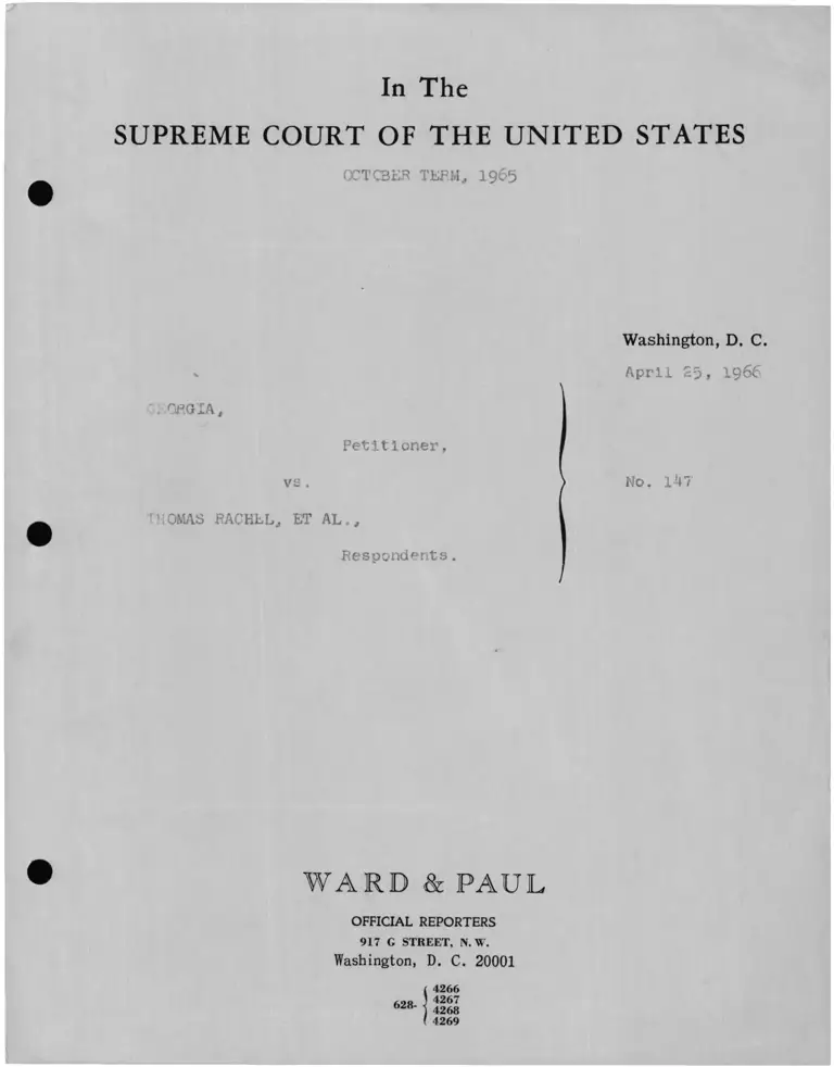 Georgia v. Rachel Oral Argument Transcription Oral Argument Transcription preview