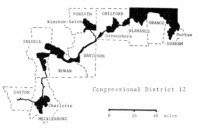 Map of North Carolina Congressional District 12 in 1992